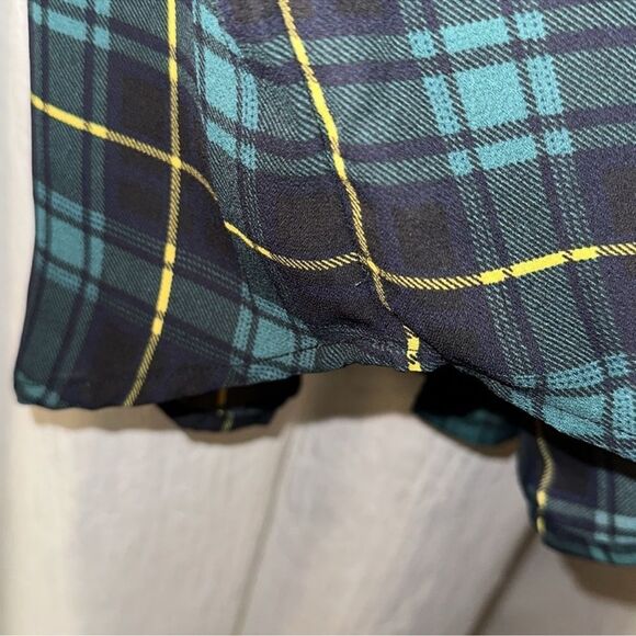 aliceblue x Stitch Fix L Green Black Gold Plaid Button Down Long Sleeve Blouse - Picture 9 of 13